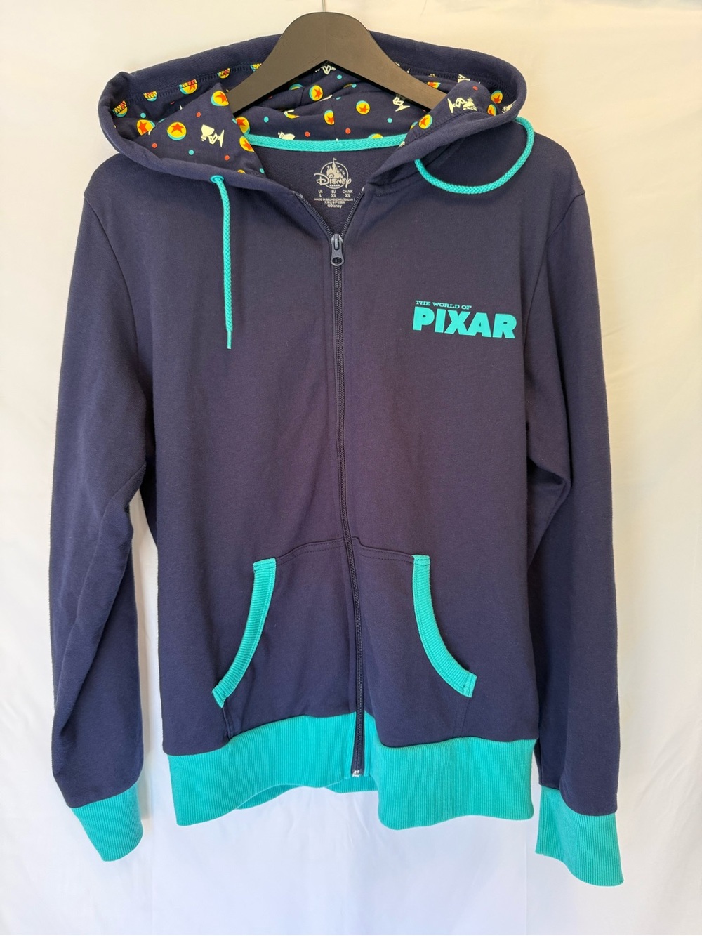 Disney Parks "The World of Pixar" Luxo Ball & Lamp Full Zip Hoodie Size Large